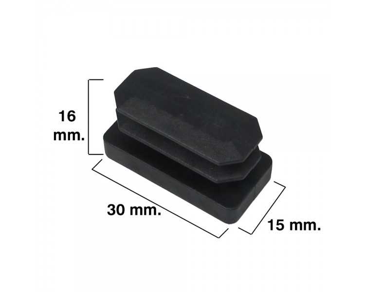 Contera Rectangular Negra 15x30mm. Blister 4 piezas.