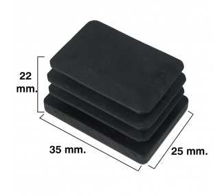Contera Rectangular Negra 25x35mm. Blister 4 piezas.