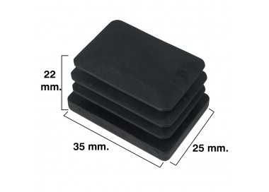 Contera Rectangular Negra 25x35mm. Blister 4 piezas.