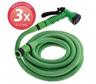 Manguera Extensible Riego Compacto 5 A 15 Metros Con Pistola 7 Posiciones