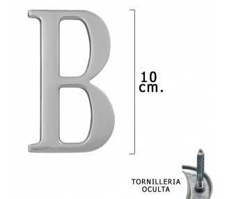 Letra Metal "B" Plateada Mate 10 cm. con Tornilleria Oculta (Blister 1 Pieza)