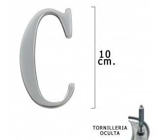 Letra Metal "C" Plateada Mate 10 cm. con Tornilleria Oculta (Blister 1 Pieza)