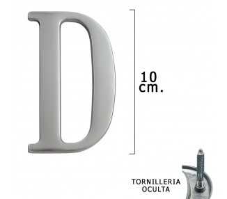 Letra Metal "D" Plateada Mate 10 cm. con Tornilleria Oculta (Blister 1 Pieza)