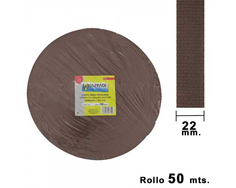 Cinta Persiana Wolfpack Marrón 22 mm. Rollo 50 Metros