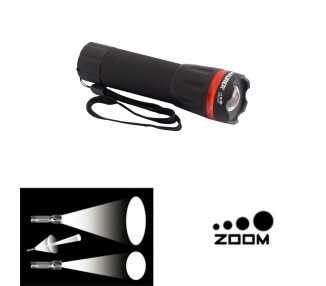 Linterna LED De Mano A Pilas (3 AAA) 50 Lumenes Con Mango Engomado y Función Zoom