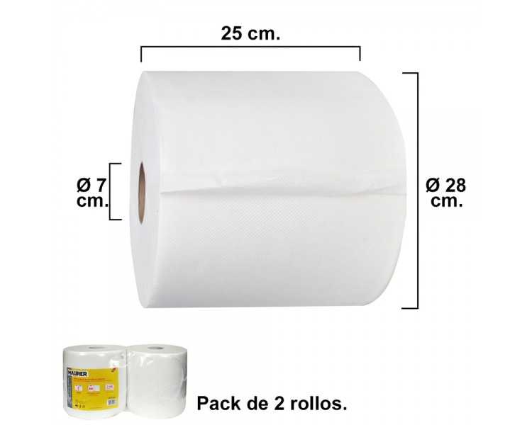 Rollo Papel Secamanos Industrial  800 Servicios Por Rollo (2 Rollos)