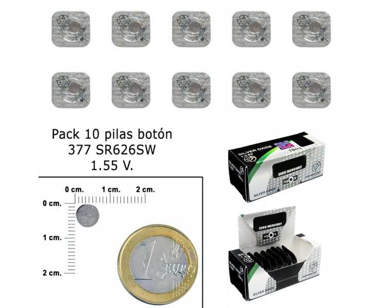 Pila Boton Oxido De Plata 377 / SR626SW (Caja 10 Pilas)