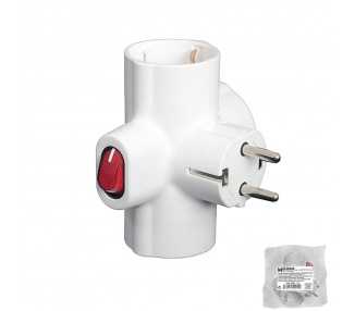 Adaptador / Ladron Triple Schuko 16 A 250v Con Interruptor