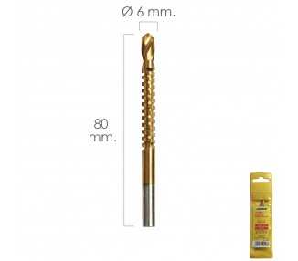Fresa Rotativa Para Metales HSS  Ø 6 x 80 mm. Para Taladro / Fresadora