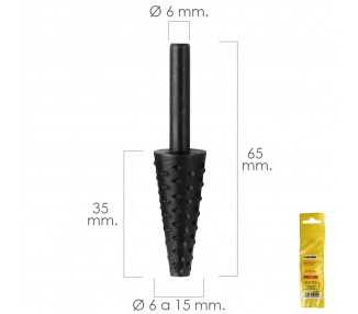 Fresa Rotativa Para Madera Conica Ø 6 a 15 mm. Para Taladro / Fresadora