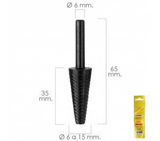 Fresa Rotativa Para Metal Conica Ø 6 a 15 mm. Para Taladro / Fresadora