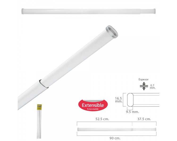 Barra Visillo Extensible 52.5/90 cm. Con Muelle Presion Ajustable  (1 Pieza)