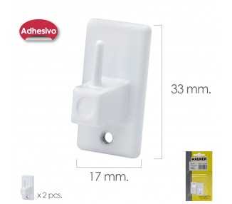 Gancho Visillo / Cortina Adhesivo Blanco (Blister 2 Piezas)