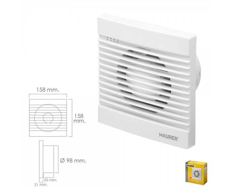 Extractor Humos Baño 13 Watt. Salida Ø 98 mm.