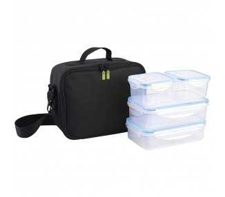 Bolsa Termica Con 4 Recipientes Hermeticos Plastico (2x800 ml + 2x400 ml.)