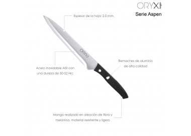 Cuchillo Aspen Cocinero / Chef Hoja Acero Inoxidable 20 cm. Negro