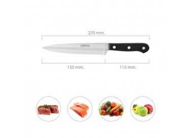 Cuchillo Grenoble Cocina Hoja Acero Inoxidable 17 cm. Negro