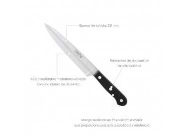 Cuchillo Grenoble Cocina Hoja Acero Inoxidable 17 cm. Negro