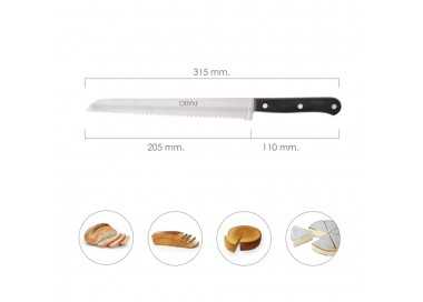 Cuchillo Grenoble Panero Hoja Acero Inoxidable 20 cm. Negro