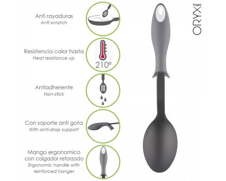 Cuchara Servir Cocina Nylon Con Mango Antigotas Engomado 32,5x6cm