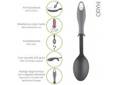 Cuchara Servir Cocina Nylon Con Mango Antigotas Engomado 32,5x6cm