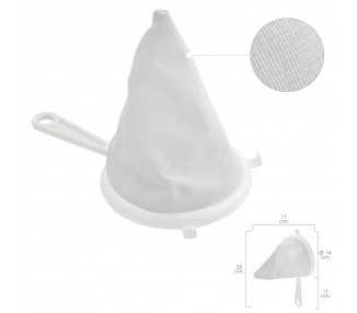 Colador Tela Franela Armazón de Plastico Ø 14 cm. Con 2 Ganchos