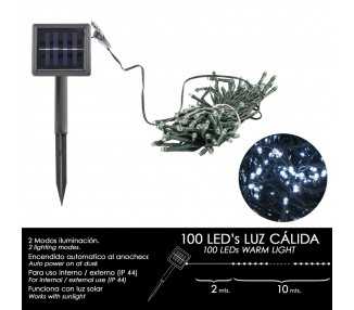 Luces Navidad Solar 100 Leds Luz Blanca Interior / Exterior (IP44)