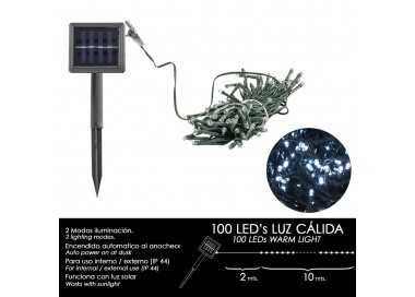 Luces Navidad Solar 100 Leds Luz Blanca Interior / Exterior (IP44)