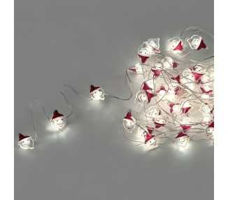 Guirnalda Luces Navidad A Pilas 50 Leds Papa Noel. Luz Fria Uso Interno IP20
