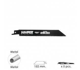 Hoja Para Sierra Sable Metal 152 mm. - 18 TPI Tipo Bosch (5 piezas)