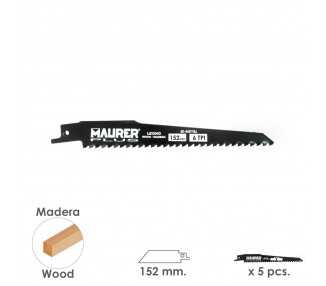 Hoja Para Sierra Sable Madera 152 mm. - 6 TPI Tipo Bosch (5 piezas)