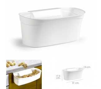Cubo Basura Colgante Para Encimera / Cesta Recogedora Desperdicios 31x13x17.5 (Alt.) cm. Color Blanco