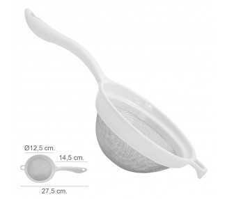 Colador Acero Inoxidable Ø 12,5 cm. Con Mango Plastico