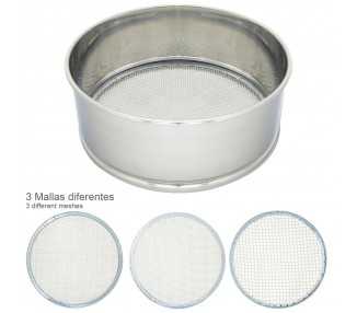 Harinero Tamizador Acero Inoxidable Ø 20 cm. Con 3 Mallas Intercambiables