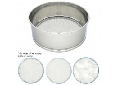Harinero Tamizador Acero Inoxidable Ø 20 cm. Con 3 Mallas Intercambiables