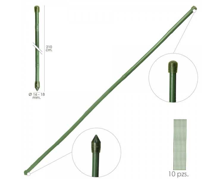 Tutor Varilla Bambú Plastificado Ø 16  - 18 mm. x   210 cm. (Paquete 10 Unidades)