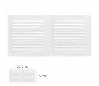 Rejilla Ventilacion Atornillable Doble 30x15 cm. Color Blanca
