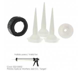 Set Accesorios para Pistola Aluminio / Acero Aplicar Mortero 660 CC. 02210502