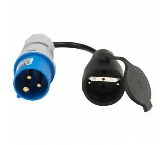 Adaptador de clavija CEE a Schuko, 2 polos + Tierra. Max. 16A. 230V