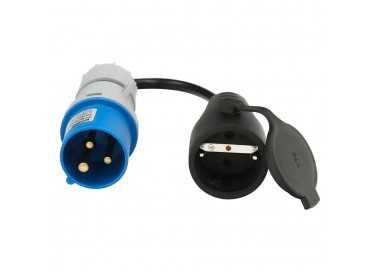 Adaptador de clavija CEE a Schuko, 2 polos + Tierra. Max. 16A. 230V