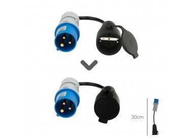 Adaptador de clavija CEE a Schuko, 2 polos + Tierra. Max. 16A. 230V