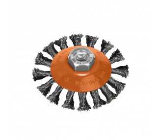 Cepillo Oblicuo Con Alambre De Acero Trenazdo Rosca M14, Ø 100 mm. Alambre de Ø 0,30 mm.