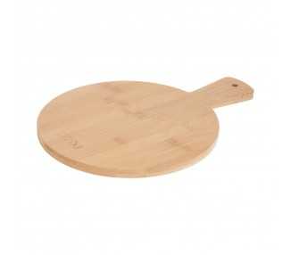 Tabla Cortar Cocina Redonda Hecha En Madera De Bambu 100% Con Mango Ø26x36 cm.Tabla Cortar,Carne Pescado,Verdura,Fruta,Alimentos