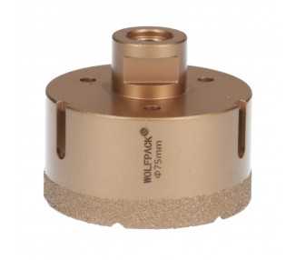 Corona Diamante Para Amoladora Ø 75 mm. Conexión Rosca M14. Corte Seco