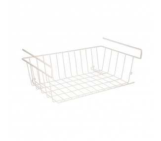 Cesta Bajo Estante Colgante Blanca 39x25x11cm.