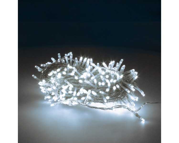 Guirnalda Luces Navidad 300 Leds Color Blanco Frio Luz Navidad Interiores y Exteriores Ip44. Cable Transparente.