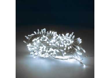 Guirnalda Luces Navidad 300 Leds Color Blanco Frio Luz Navidad Interiores y Exteriores Ip44. Cable Transparente.