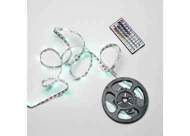 Tira Led Multicolor Rgb Con Mando Adhesiva Con 150 Leds 36 W 12 V. 850 Lumenes Luz Multicolor IP 20 5 Metros
