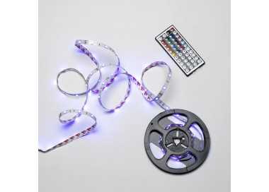 Tira Led Multicolor Rgb Con Mando Adhesiva Con 150 Leds 36 W 12 V. 850 Lumenes Luz Multicolor IP 20 5 Metros