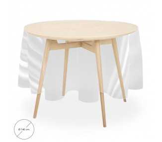 Mantel Hule Redondo Transparente Impermeable Antimanchas PVC Ø 140 cm. Uso Interior y Exterior